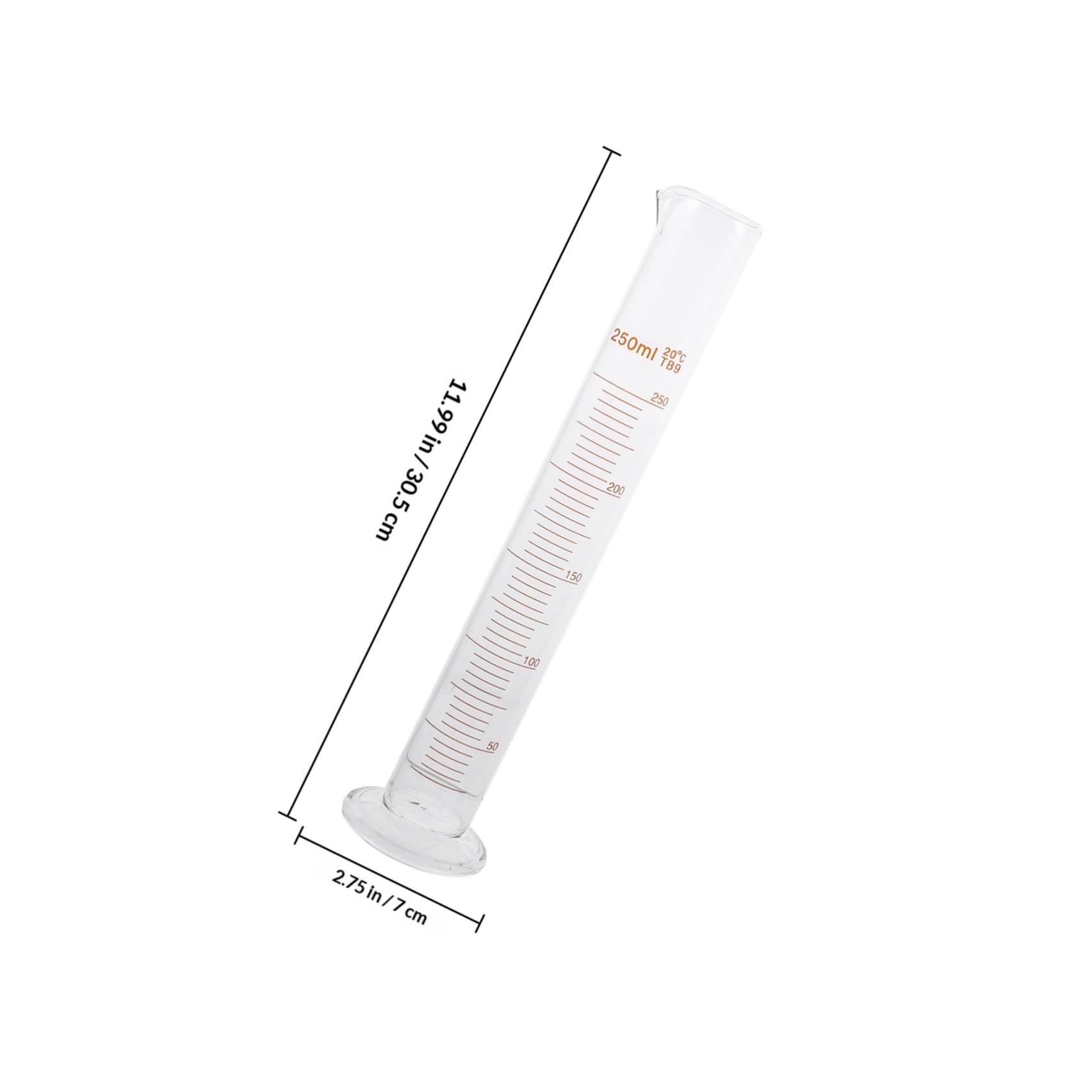 Set 9 Pezzi Bicchieri Graduati in Vetro Resistente ad Alta Temperatura da 50ml a 250ml per Laboratorio e Educazione Misurazione Accurata