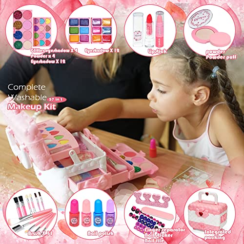 Herapfann HERAPFANN-05 Kids Makeup Kit For Girl - Kids Makeup Kit Toys For Girls,Play Real Makeup Girls Toys, Washable Make Up For Little Girls, Non Toxictoddlers Pretend Cosmetic Kits,Age4-12 Year Old Children Gift thumb #1