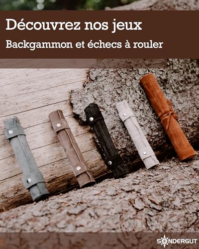 Backgammon en cuir véritable pliable et compact pour le voyage