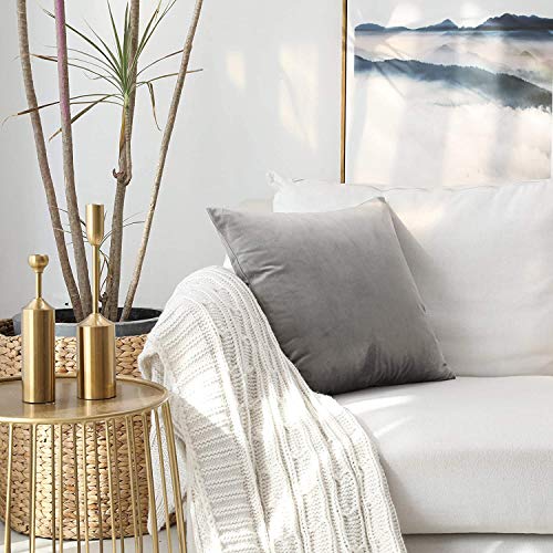 Image of Modern Homes (Pack of 2) Velvet Cushion Covers Plain Sofa Cushion Covers Pillow Covers for Living Room and Bedroom (16x16 inches, Dark Grey)