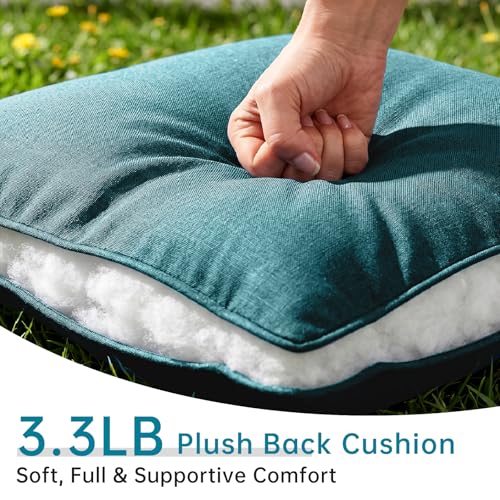 Image of Luxury 4 inch Thick Outdoor Cushion Set of 7 - 22x24 Patio Furniture Cushions with 28D High-Density Foam, Water-Resistant & Fade-Resistant Fabric, Removable Covers for Patio Furniture Sofa -Peacock Blue