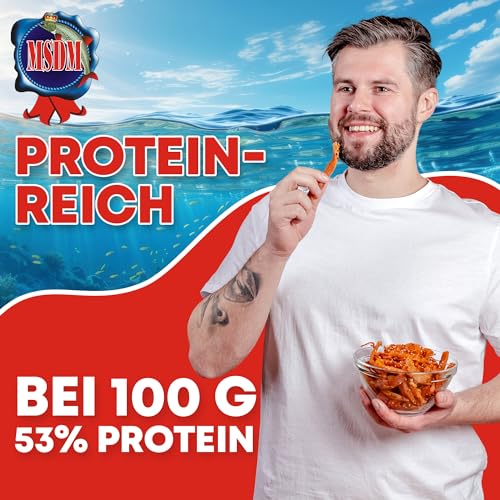 Tintenfisch Sesam 1kg - Fisch Jerky I High Protein I Snacks I Trockenfisch Omega 3 I Beef Jerky, Trockenfleisch & Chips Alternative Keto Salat Topping