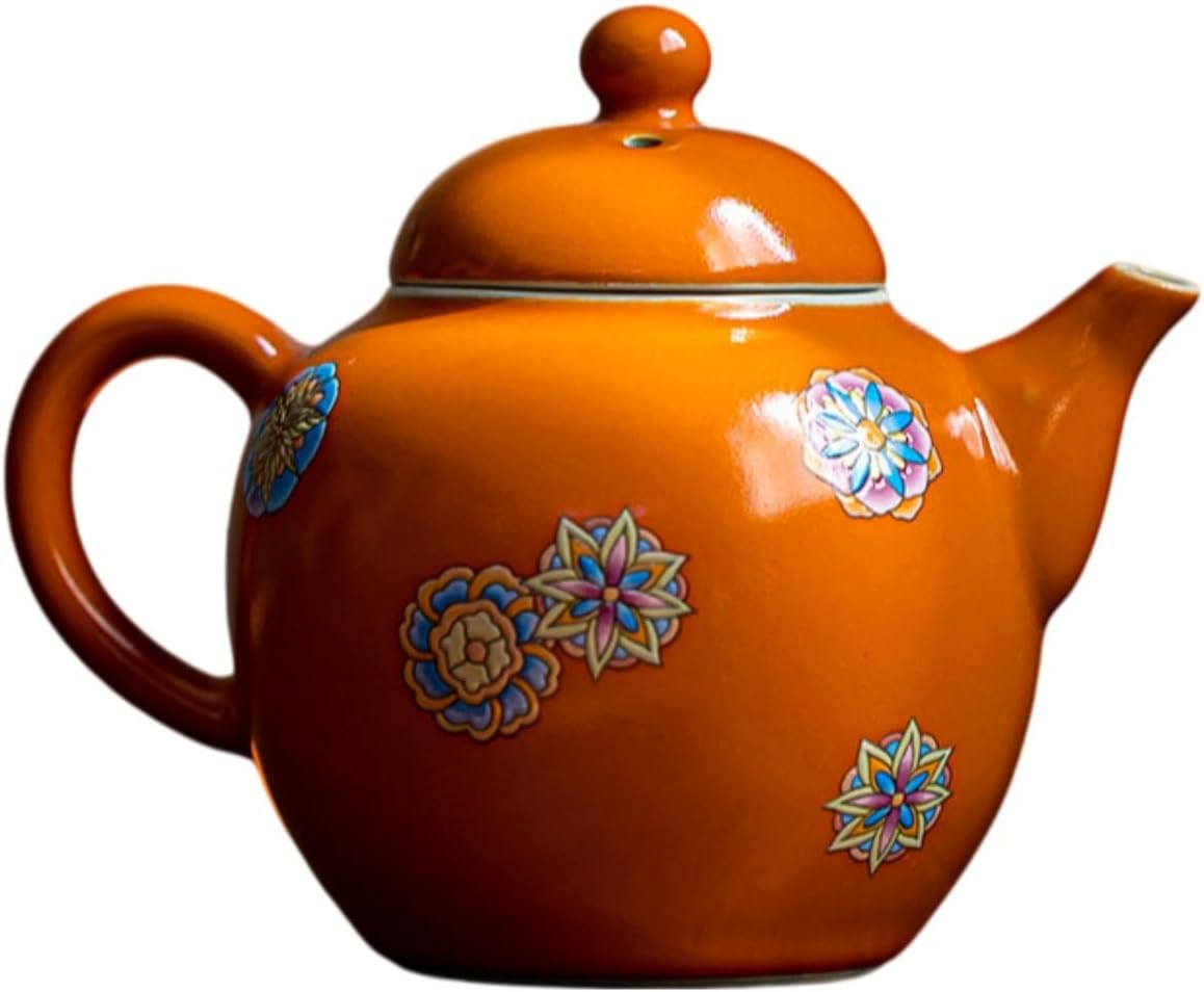 松石绿珊瑚红小茶壶创意功夫茶具泡茶壶 Ceramic Kung Fu Tea Set,teapot,Teacups,warming Wedding Birthday Gift,Tea Tray Chinese,Dishwasher Safe 珊瑚红-妙色小品壶