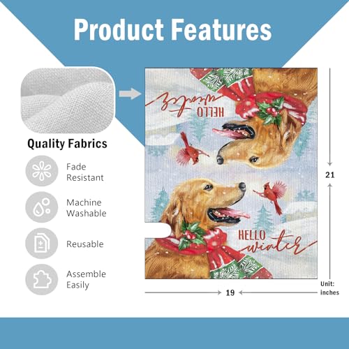 Image of Hello Winter Golden Retriever Dog Mailbox Cover Magnetic Standard