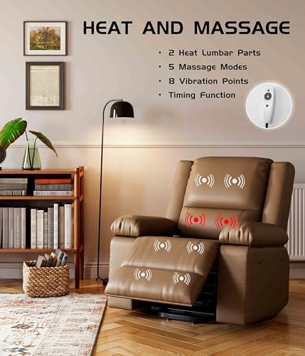 Image of GarveeHome Oversized Wide Power Lift Recliner Chair - Heat and Massage, Faux PU Leather, Adjustable Back and Legs, Electric Lift Chair Designed for The Elderly and People with Mobility impaired
