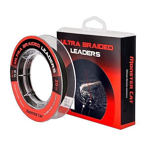 Tandem Baits Monster Cat Super Strong Leaders Geflochtene Angelschnur Angelzubehör Wels-Angeln Zubehör Angelsehne 20 m 60 kg 132 lb