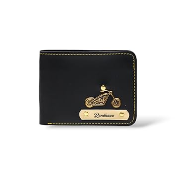 THE BAE GIFT Men's Vegan Leather Personalized Customised Print Wallet with Customized Name | Customizable with Name | Birthday Gift for Him (Vegan Wallet), Black - image, photos