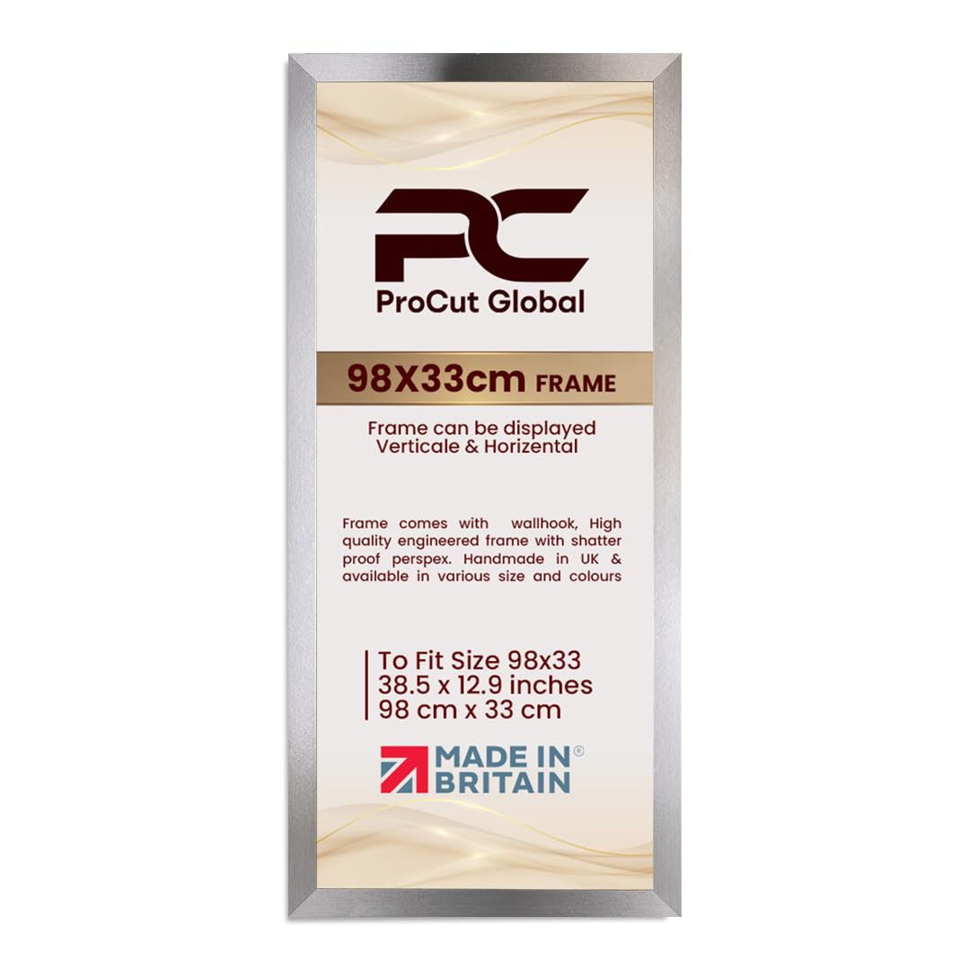 Procut Global 98X33CM Aluminium Picture Frames - Modern Wooden Photo Frame with Shatterproof Perspex for Wall or Tabletop - Perfect for Posters, Certificates, Prints - Sizes & Colors Available