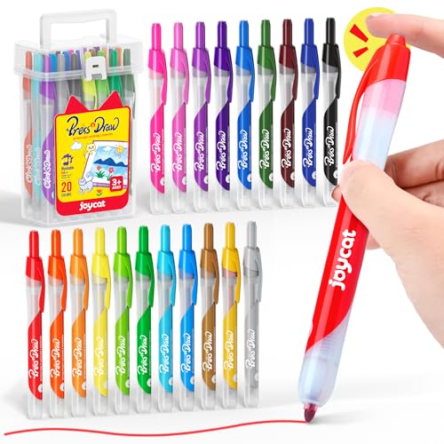 JoyCat 20-Color Washable Markers for Kids Click Markers with Carrying Case