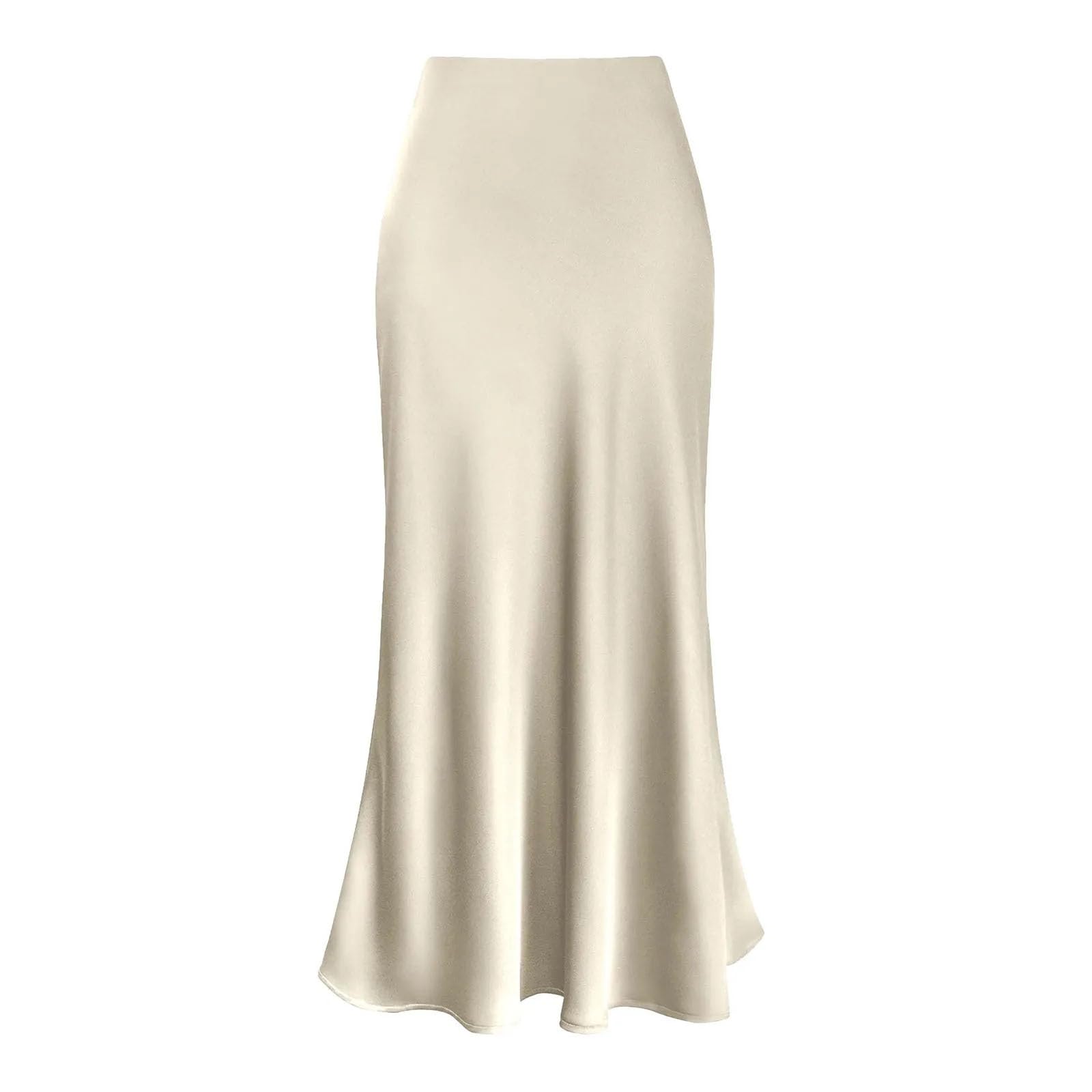 Elegancka satynowa spódnica z wysokim stanem Fishtail damska nieregularna torba biodrowa falbana swing plisowana długa spódnica