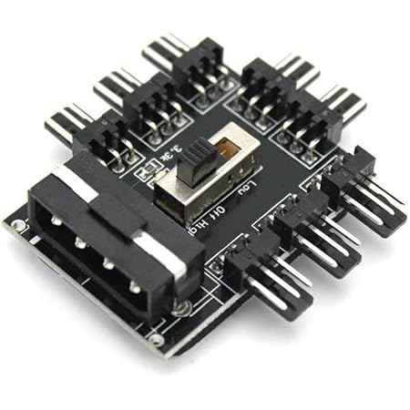 HuaLiSiJi Controle Ventilateur PC, PWM Fan Controller, HUB Ventilateur PC 3 Pin pour Multiple Power Connector Fans (8 Ports)