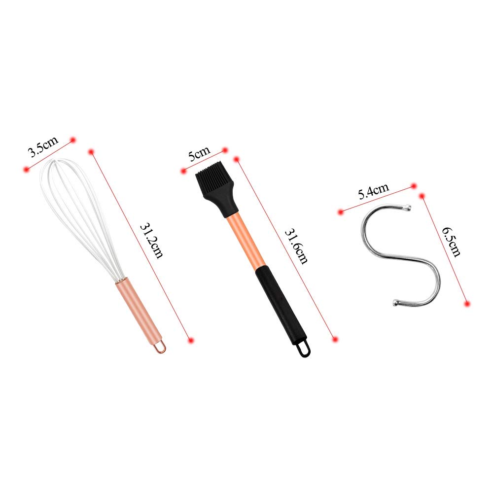Utensili da Cucina in Silicone in Acciaio Inossidabile Set da 24 Pezzi Pala da Cucina in Oro Rosa Spatola da Forno Resistente al Calore Pentole per la casa