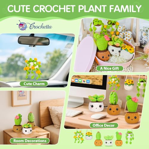 Sewkitta Crochet Kit for Beginners, Crochet Starter Kit w Step-by-Step Video Tutorials, Beginner Crochet Kit for Adults Kids Women Men Complete Kit Included (Plant 6Pack) - image 6