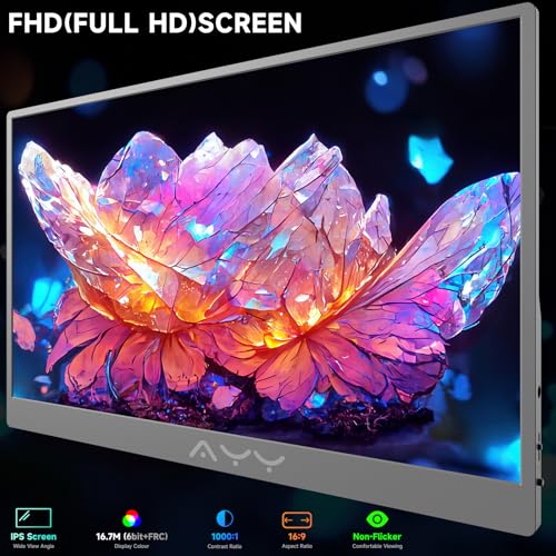 Image of memzuoix 15.6 inch FHD 1080P Portable Monitor｜Second External｜100% sRGB｜USB-C+HDMI for PS5 /Switch｜VESA Mount｜Built-in Speakers | Grey