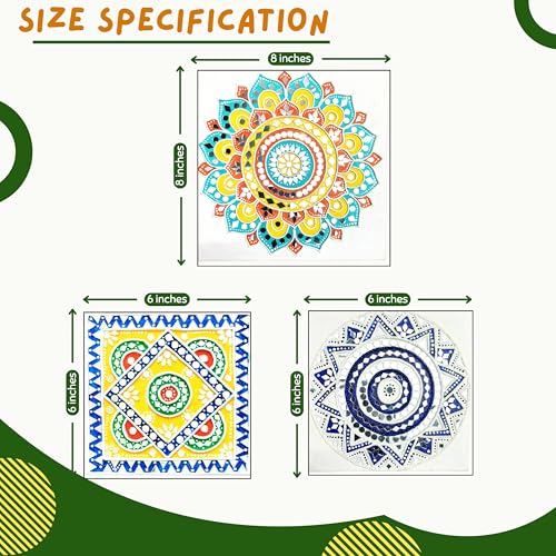 Image of HobbyNest DIY Lippan Art Kit - Mandala Design | 3 Pre-Outlined Canvas Boards | Complete Mud Mirror Craft Kit | Hobby Kit for Beginners | Wall Decor | Gift (Mandala Set)