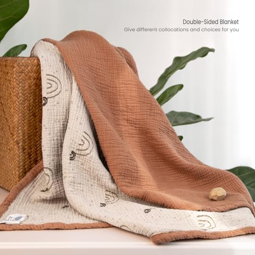 Image of lulumoon Muslin Baby Blanket Neutral: Cotton Toddler Blanket for Daycare