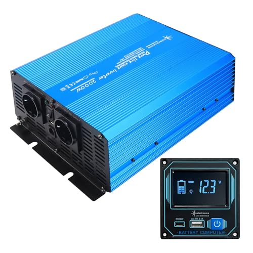 SOLARTRONICS TS2000 Spannungswandler 12V 230V Reiner Sinus Display Einbau Fernbedienung USB C+A