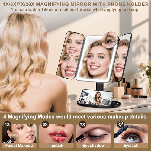 Espejo de maquillaje Mocado con luces y aumento ajustable miniatura 2