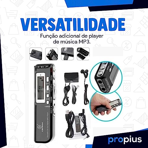 Gravador De Voz Digital YouTubers MP3 WMA WAV Músicas Fone De Ouvido Microfone Externo Display LCD A