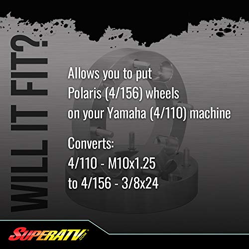 Superatv 1.5" Aluminum Wheel Spacer Adapter For Yamaha 4/110 To 4/156-2 Pair (4 Adapters Total) #TOP1