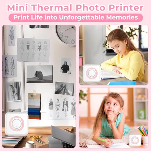 CIANBIFN Mini Drucker, Wireless Fotodrucker Thermodrucker, Tragbarer Mini Fotodrucker, Smartphone Bluetooth Drucker, für Lernhilfe,Lernnotizen, Journal, Notizen, Journal, Liste