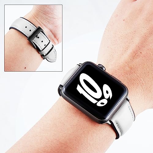 Image of BINLUN Leather Silicone Bands Compatible with Apple Watch 38mm 40mm 41mm 42mm 44mm 45mm 46mm 49mm Sweatproof Replacement Strap for iWatch 11 /10 /9 /8 /7 /6 /5 /4 /3 /2 /1 /Ultra /SE Men Women