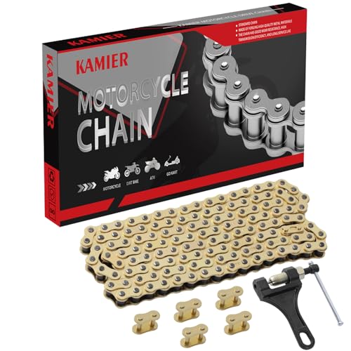 KAMIER 428 Motorcycle Chain 132 Link Gold Chain Breaker for
