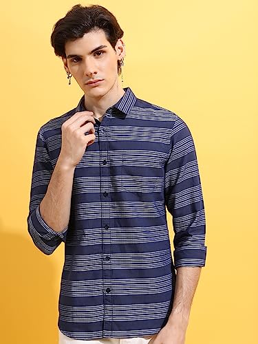 Image of KETCH Men Slim Fit Striped Full Sleeve Shirt