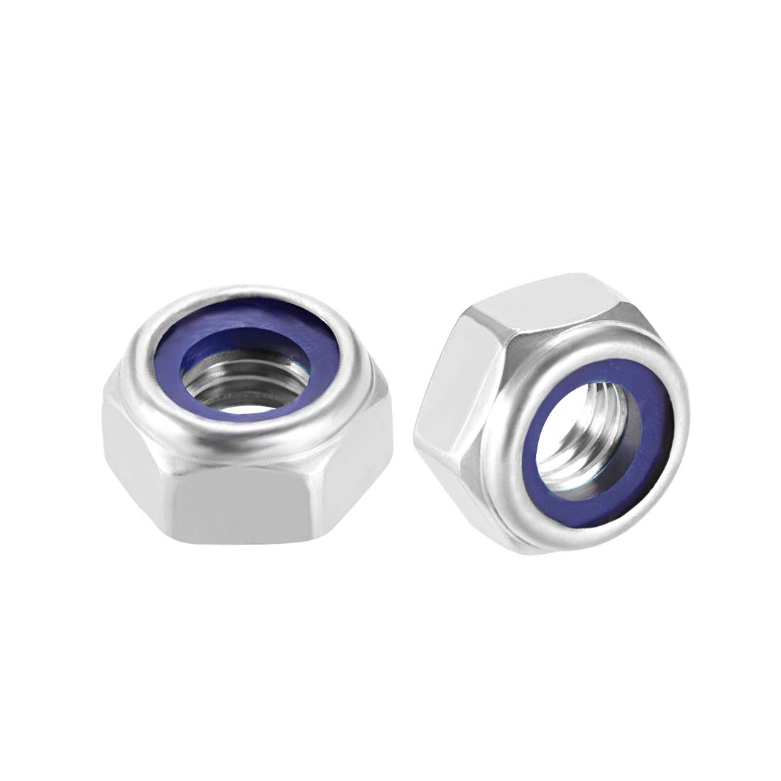 uxcell Hex Lock Nuts - M10 x 1.5mm 316 Stainless Steel Nylon Insert Self-Locking Nuts for Fasteners, 10Pcs Silver Tone