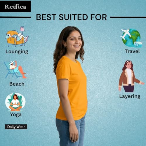 Image of Reifica Women's Plain Half Sleeve T-Shirt Combo Pack of 4