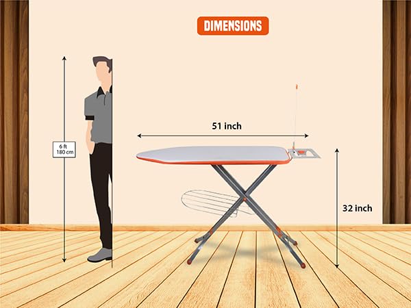 Image of CIPLA PLAST Deluxe Mesh Ironing Board Large & Foldable Aluminised Cloth Cover | Ironing Table for Home | Dress Ironing Table | Iron Press | Cloth Ironing Table | Silver (130X40 cm)