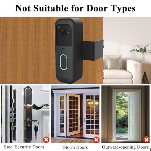 Image of Blink Doorbell Mount, Anti-Theft Blink Video Doorbell Door Mount Bracket, No Drilling, Not Block Motion Sensor, Easy to Install, Fit for Video Doorbell 2nd Gen (Black)