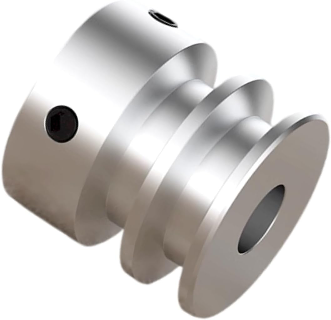 CHANCS Double Groove Aluminum Alloy V-Groove Belt Pulley 30mm OD 8mm Fixed Bore Pulley for Motor Shaft Drilling Machine 6mm(1/4") PU Round Belt