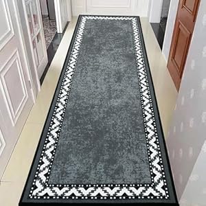Rururug Carpet Runner Rugs 66×180 cm, Grey, Hallway Runner Kitchen Rugs, Non Slip Washable Low Pile