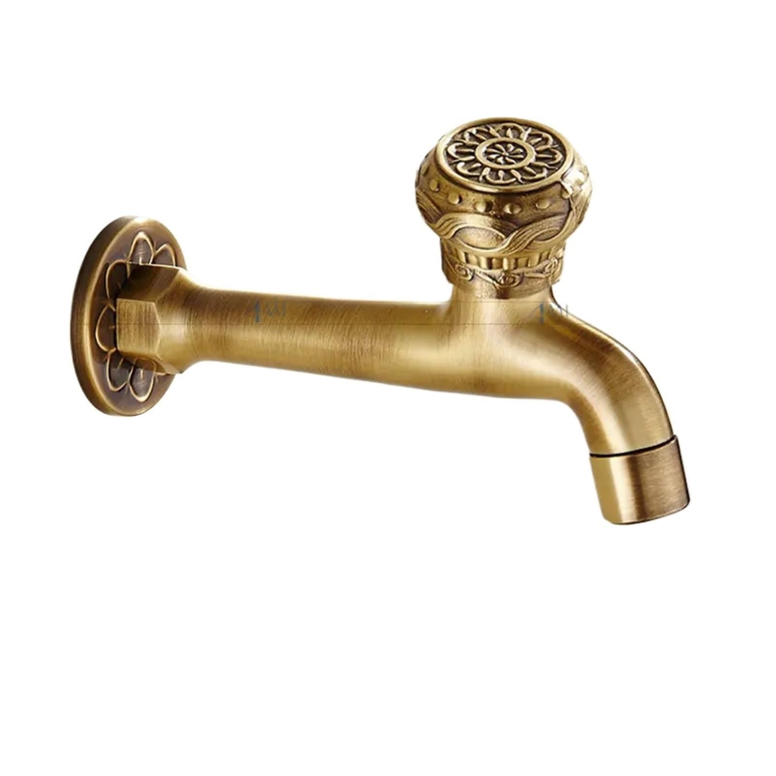 Outside Tap Brass Carved Tap Faucet Garden Bibcock Washing Machine Outdoor Single Cold(Style077)