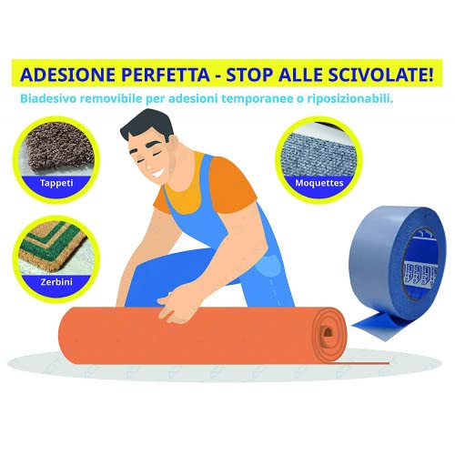 StickersLab - Ablösbares doppelseitiges Klebeband für Teppiche, Vorleger und andere Befestigungen (100 mm x 50 mt)