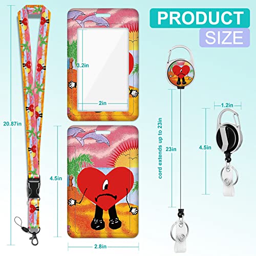 Akkya Id Badge Holder With Lanyard And Retractable Badge Reel Belt Clip, Cute Funny Cartoon Heart Key Keychain Lanyards Clip On Badge Extender Vertical Id Sleeve Gift For Women #TOP5