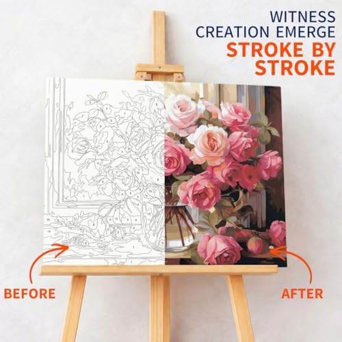 Image of Art Therapy Pcn7 Linen Canvas DIY Paint by Numbers Kit 15 x 20 Inch for Adults & Kids with 2 Set of Acrylic Oil Painting Colors and Brushes for Stress Relief, Relaxation & Home Decoration(Fair)