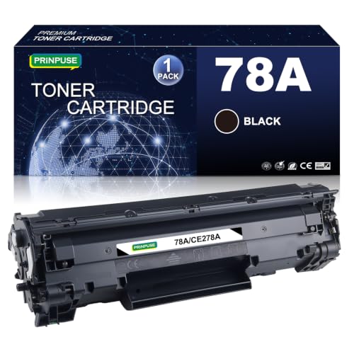 PRINPUSE 78A Black Toner Cartridge Compatible Replacement for HP 78A CE278A Toner Cartridge Used with HP LaserJet Pro P1566 P1606 M1536 M1537 M1538 Series