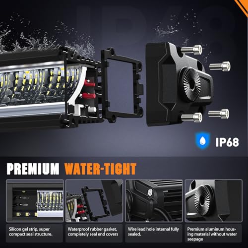 Image of Nilight LED Light Bar with Amber DRL 15.5 Inch Single Row 60W 6650LM Light | Anti-Glare Flood Spot Combo Offroad Driving Lights IP68 w / 16AWG DT Wiring Kit for Pickup Truck SUV ATV UTV Boat 4x4 Jeep