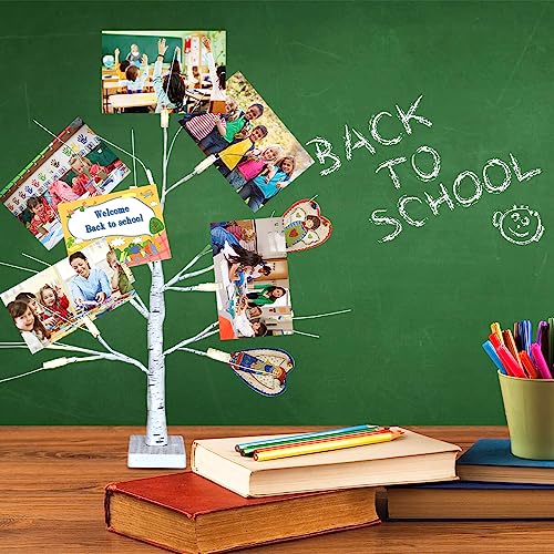 Dewbin Money Tree Gift Holder, 24" 2Ft Lighted Birch Trees Stands With Leds, Battery Powered Timer With 12 Clear Clips, Display Card Photo For School, Christmas, Birthday, Wedding, Graduation (White) #TOP1