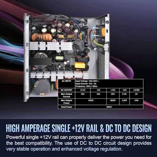 Image of Smart W3 Series 80Plus Certified 600W Power Supply; ATX v3.1 Spec; 120mm FDB Fan; 5 Year Warranty; PS-SPW-0600NNFAWU-1