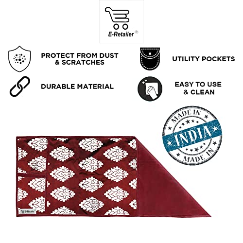 Image of Polyester 3-Layered Microwave Oven Top Cover With 4 Utility Pockets Suitable for Upto 30 Liter (Color- Maroon, Size-36x14 Inches)