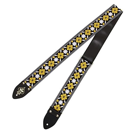 D'Andrea Ace Vintage Reissue - Correa para guitarra – Rooftop – Réplica de la correa de guitarra utilizada en el casino Epiphone de John Lennon en el concierto "Rooftop" en 1969, Negro -, 2 inches
