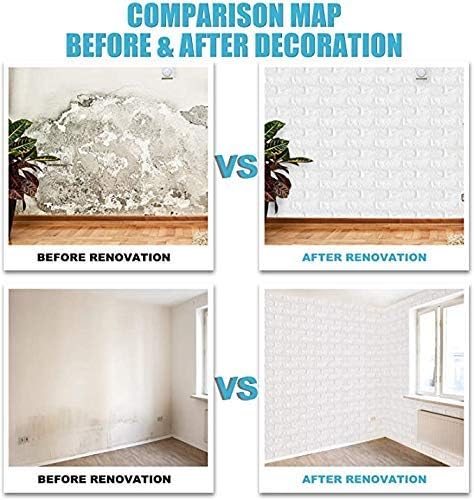 Image of 3D Brick Wallpaper for Wall | Self Adhesive PE Foam DIY Panel | Peel & Stick Decor for Home, Living, Bedroom & Office (70 x 77 cm, Appx 5.8 Sq Ft) (1, White)