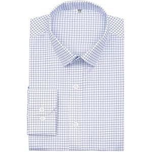 Mens Grade 4 Wrinkle-Resistant Plaid Button-Down Cotton Long Sleeve Regular Fit Gingham Dress Shirts 4X-Large 907_04_navy Gingham