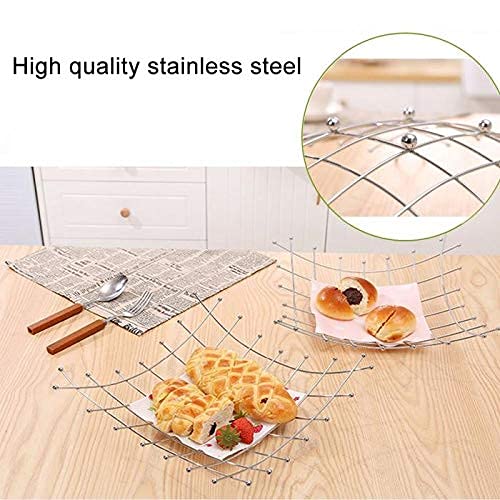 Fruit Basket, Fashion Creative Fruit Bowl For Kitchen Counter Used As Bread Basket, Vegetable Basket, Produce Basket, Durable Steel Fruit Stand Storage & Organizer (Silver) #TOP3