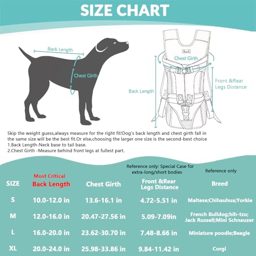 Lukovee Dog Backpack Carrier, Legs Out Easy-fit Dog Front Carrier for Small Medium Dogs, Adjustable Hands Free Dog Chest Carrier for Hiking Cycling (B,Medium) - Image 3