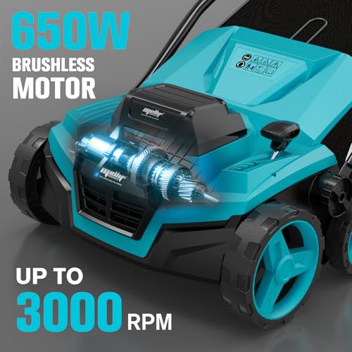 Image of Cordless Lawn Dethatcher Compatible with Makita 18v Battery(Tool Only), 36V Dual Battery Powered Brushless 2-in-1 Scarifier, 15'' Wide, 12-Gal Collection Bag, Air Boost Technology, 5 Adjustable Depths