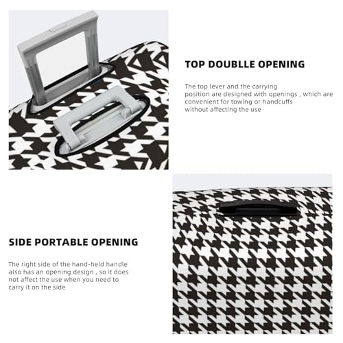 Travel Luggage Cover Protector - Houndstooth Black And White Washable Suitcase Covers For 18-32 Inch Luggage3